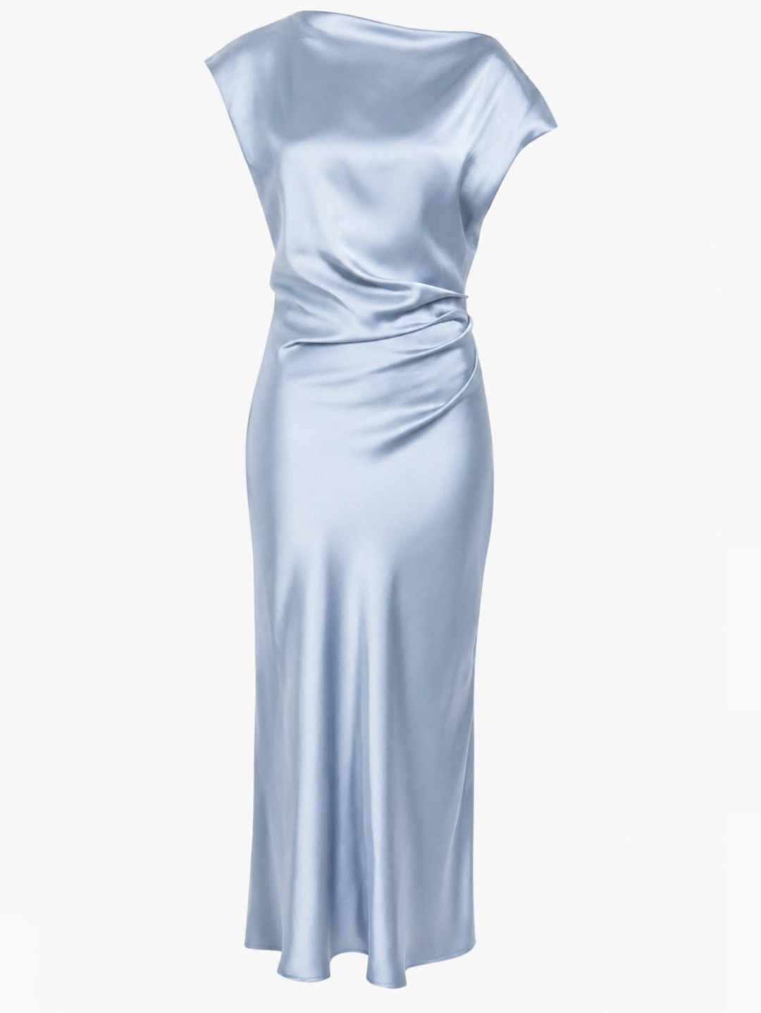 Nwt Sam Edelman Glacier Blue Cowl Back Maxi Dress Size 10 Ruched $118